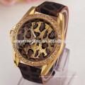 High quality leopard strap quartz women leather watch